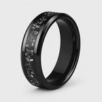 The Obsidian Celestial | Black Tungsten Carbide Meteorite Ring | 6mm, 8mm