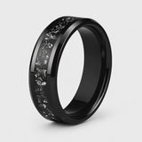 The Obsidian Celestial | Black Tungsten Carbide Meteorite Ring | 6mm, 8mm