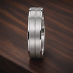 The Stratton | Brushed Titanium Wedding Ring with Twin Precision Groove