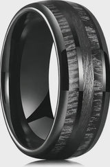 The Executive | Black Tungsten Wedding  Ring with Black Wood Inlay | 8mm
