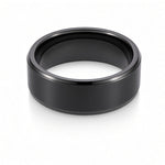 The Onyxford | Black Brushed Titanium Wedding Ring with Polished Edges