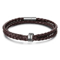 Personalized Engraveable Name Brown Braided Leather Bracelets - Abrahamallen