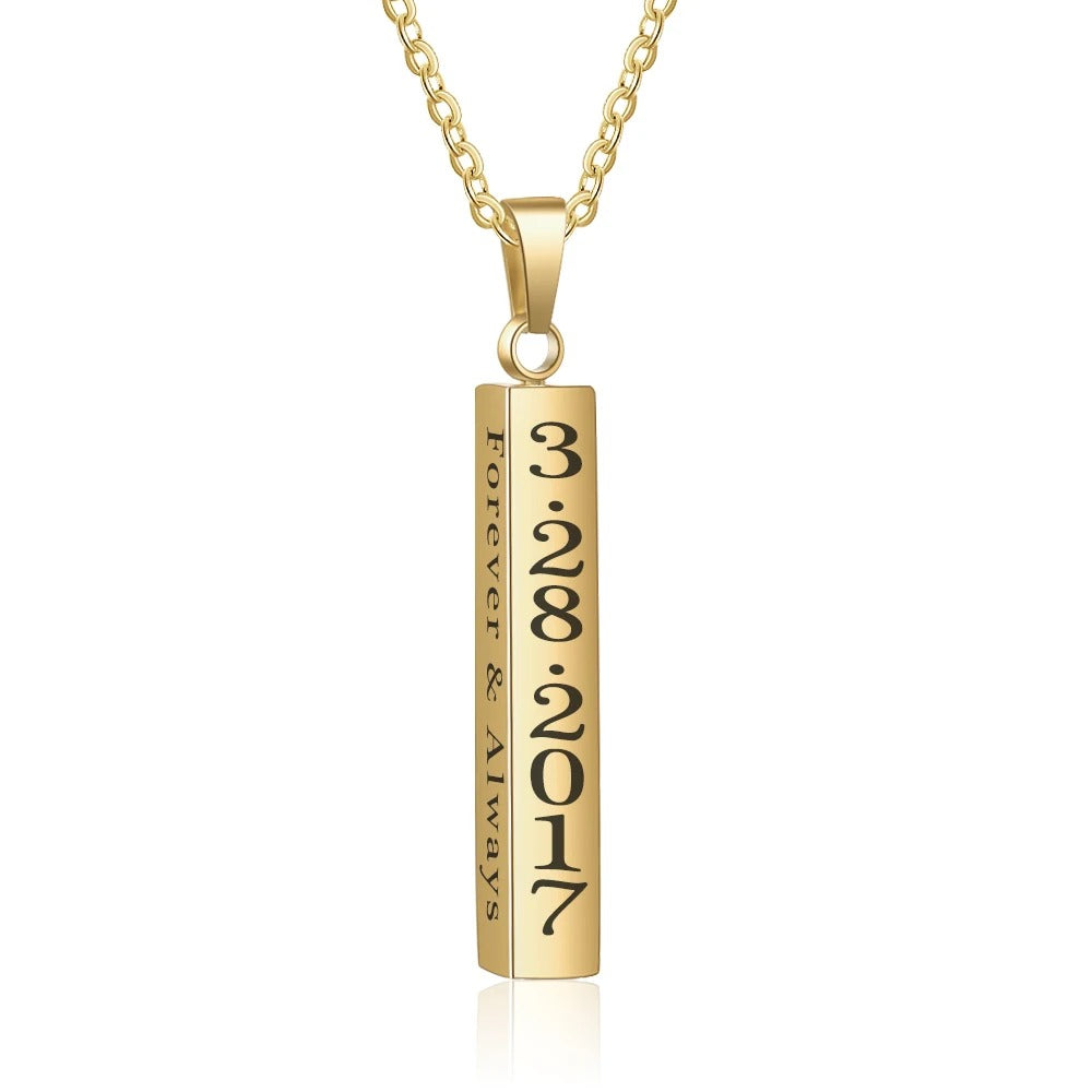 Personalized Bar Message Pendant Initials Necklace - Abrahamallen