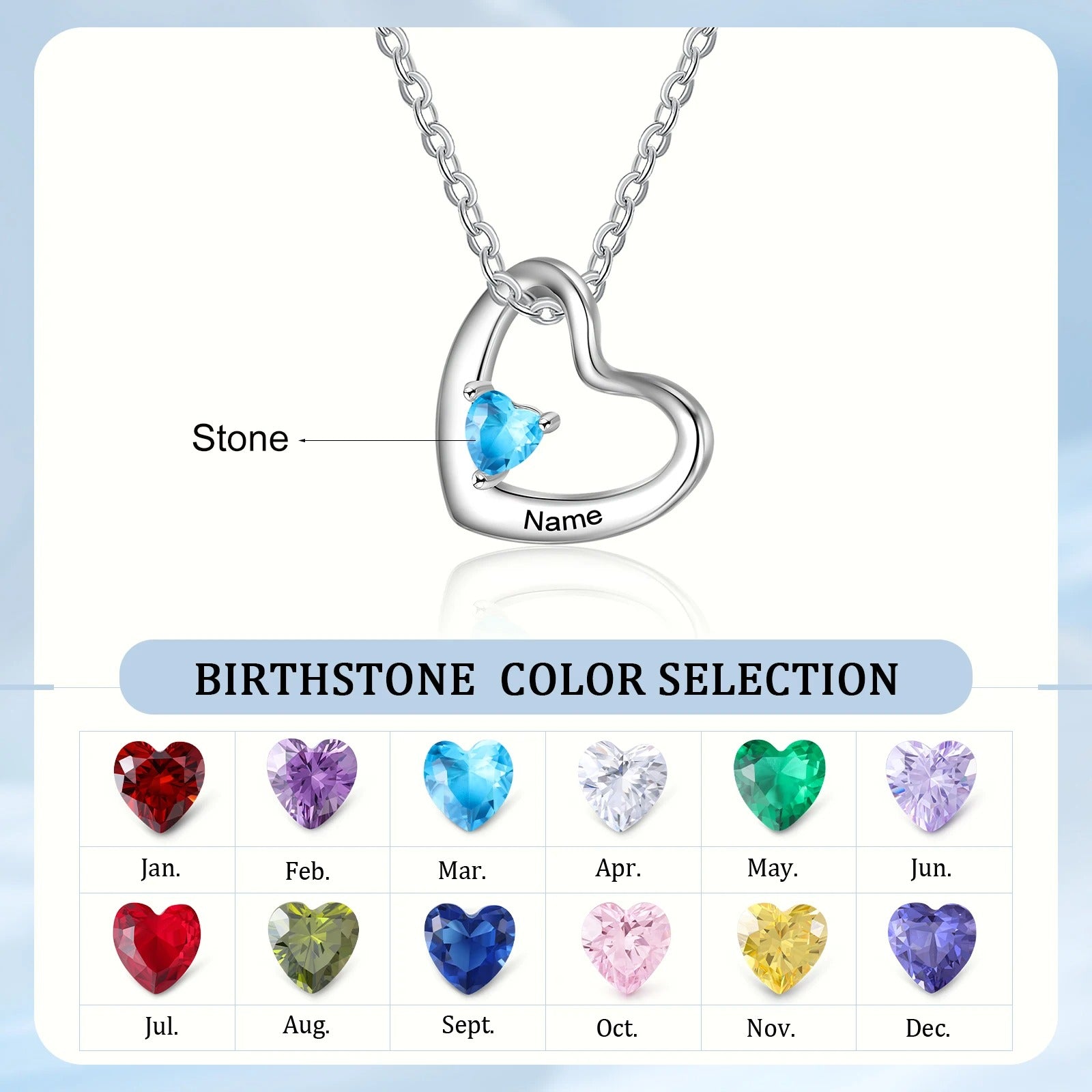 Customized Engraveable 1-3 Names and Birthstones Pendant Necklace - Abrahamallen