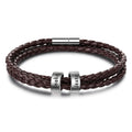 Personalized Engraveable Name Brown Braided Leather Bracelets - Abrahamallen