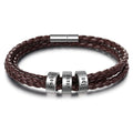 Personalized Engraveable Name Brown Braided Leather Bracelets - Abrahamallen