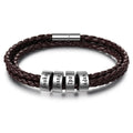 Personalized Engraveable Name Brown Braided Leather Bracelets - Abrahamallen