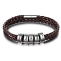 Personalized Engraveable Name Brown Braided Leather Bracelets - Abrahamallen