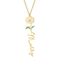 Personalized Birthflower Minimalist Name Pendant Necklace - Abrahamallen