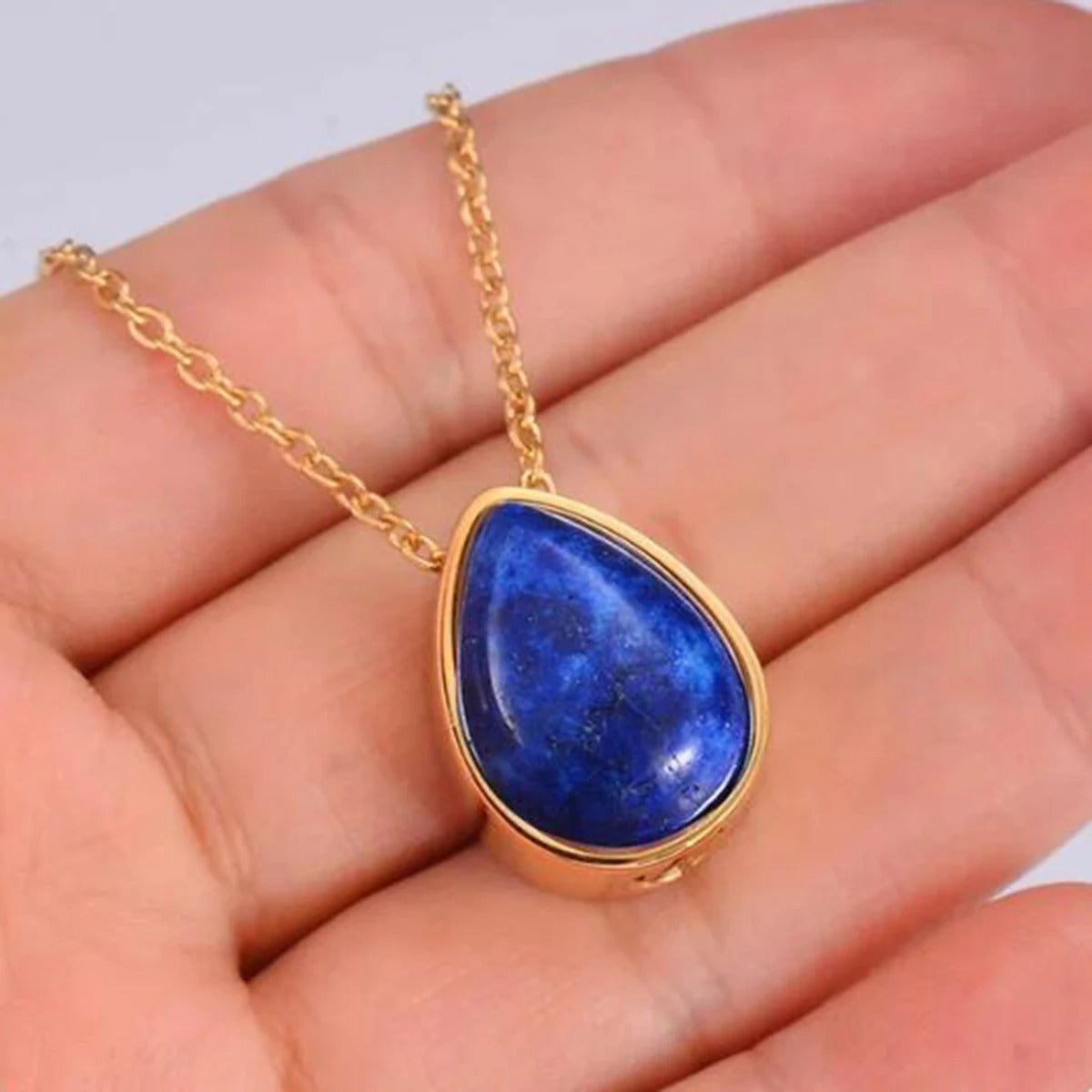 Natural Stone Cremation Urn Teardrop Keepsake Necklace - Abrahamallen