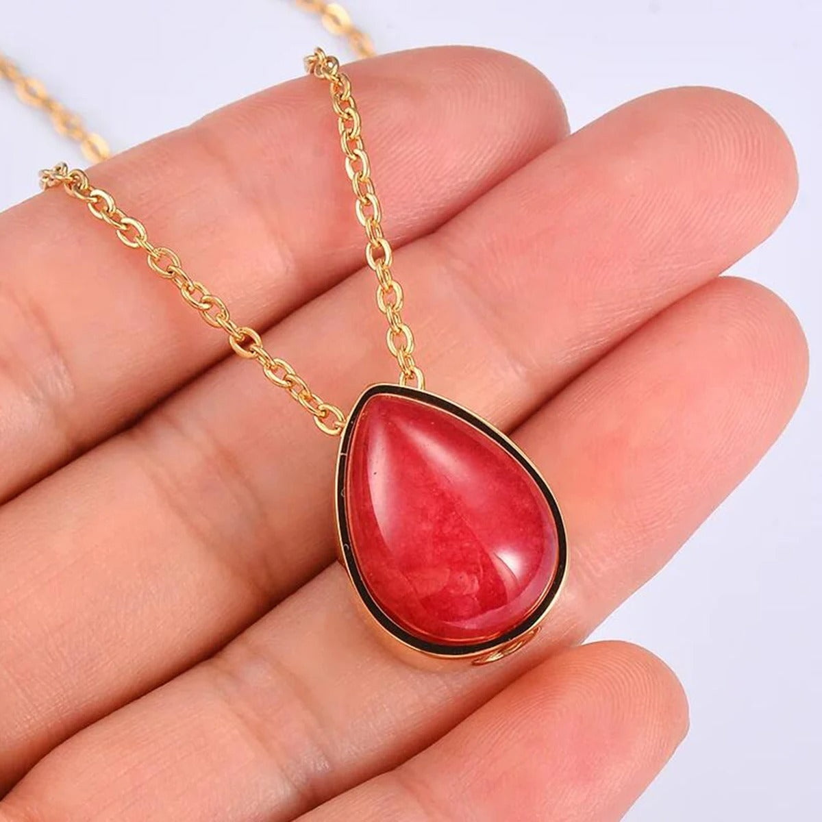 Natural Stone Cremation Urn Teardrop Keepsake Necklace - Abrahamallen