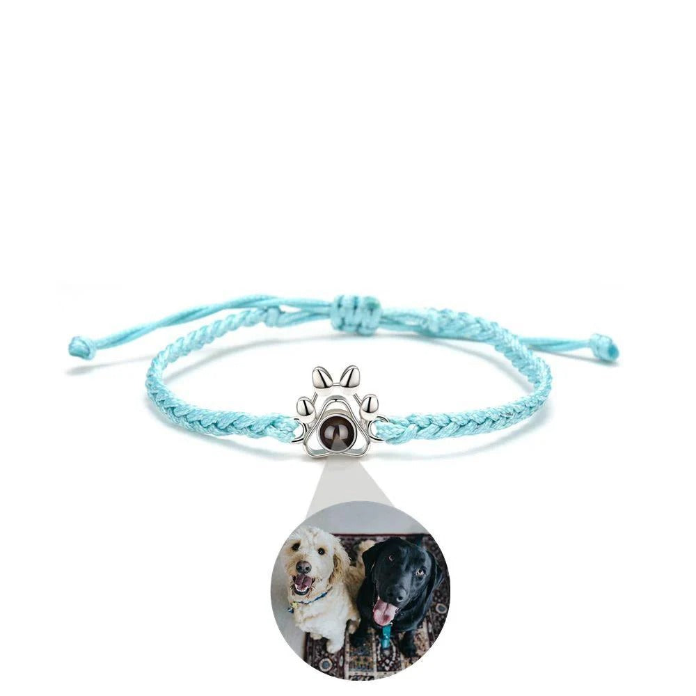 Customized Photo Projection Paw Pendant Threaded Bracelet - Abrahamallen