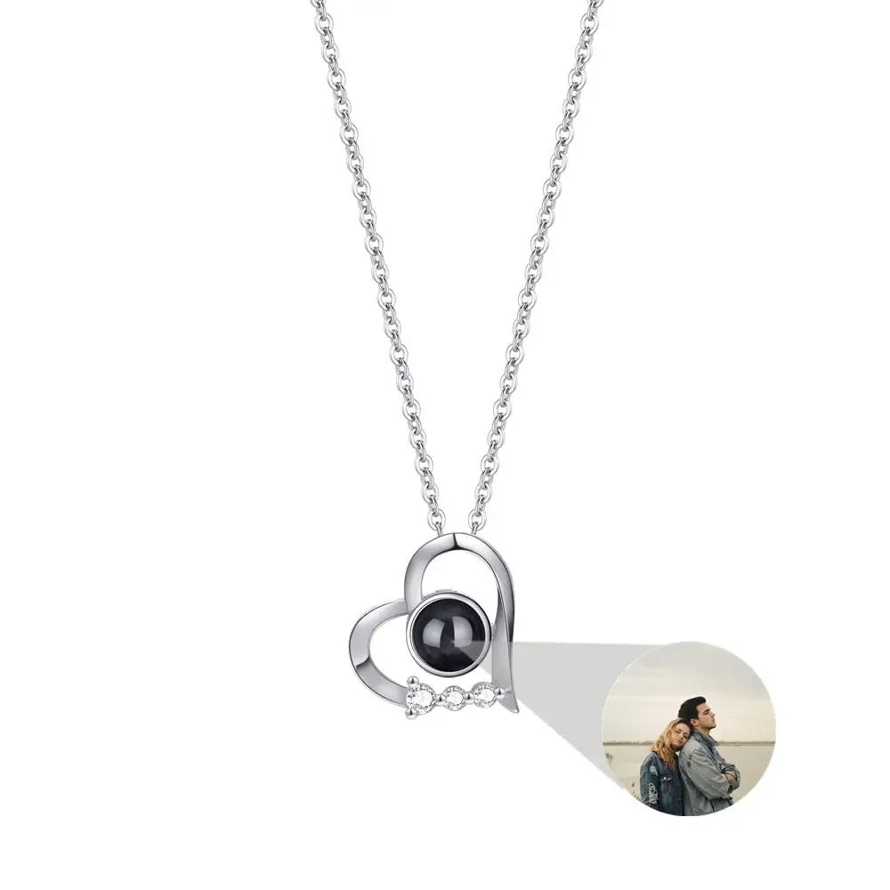 Projection Personalized Heart Photo Pendant Necklace - Abrahamallen