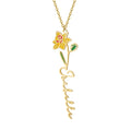 Personalized Birthflower Minimalist Name Pendant Necklace - Abrahamallen