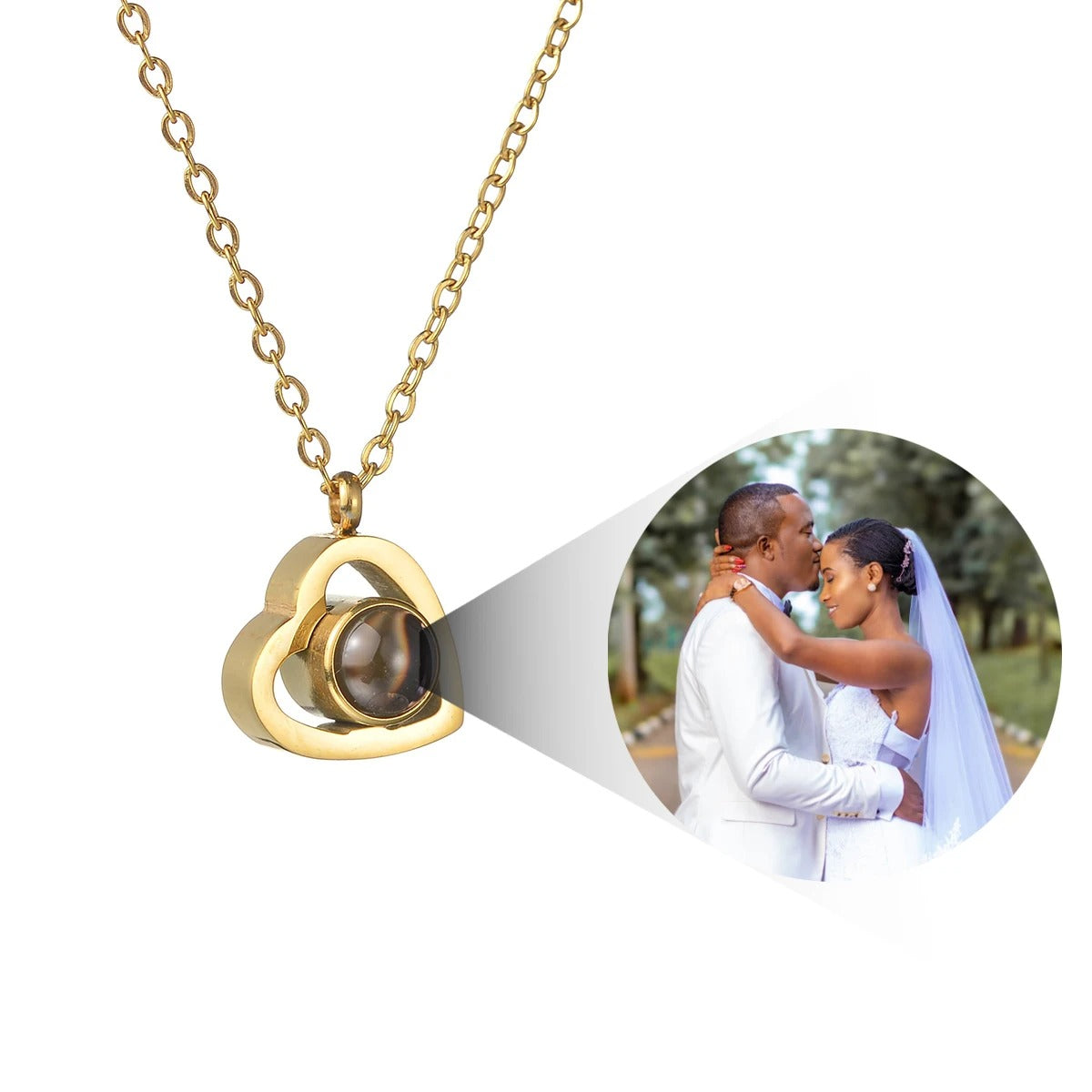 Projection Personalized Photo Heart Pendant Necklace - Abrahamallen