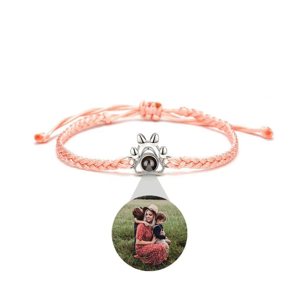 Customized Photo Projection Paw Pendant Threaded Bracelet - Abrahamallen