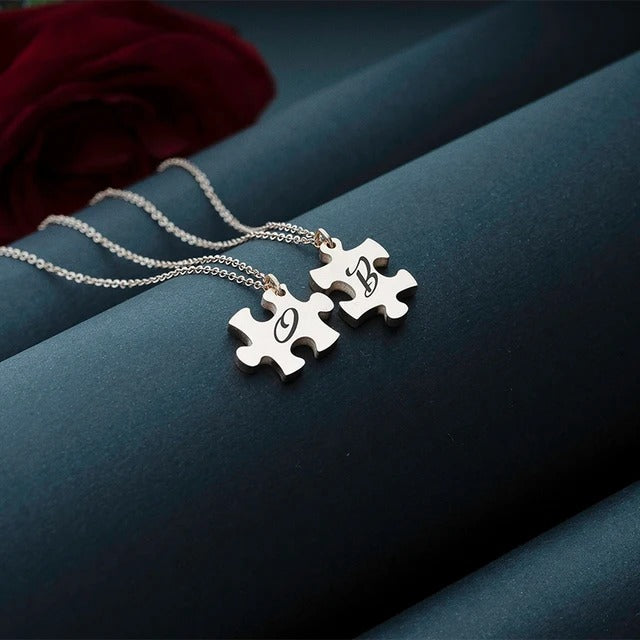 Customized Initials Puzzle Pendant Necklace - Abrahamallen