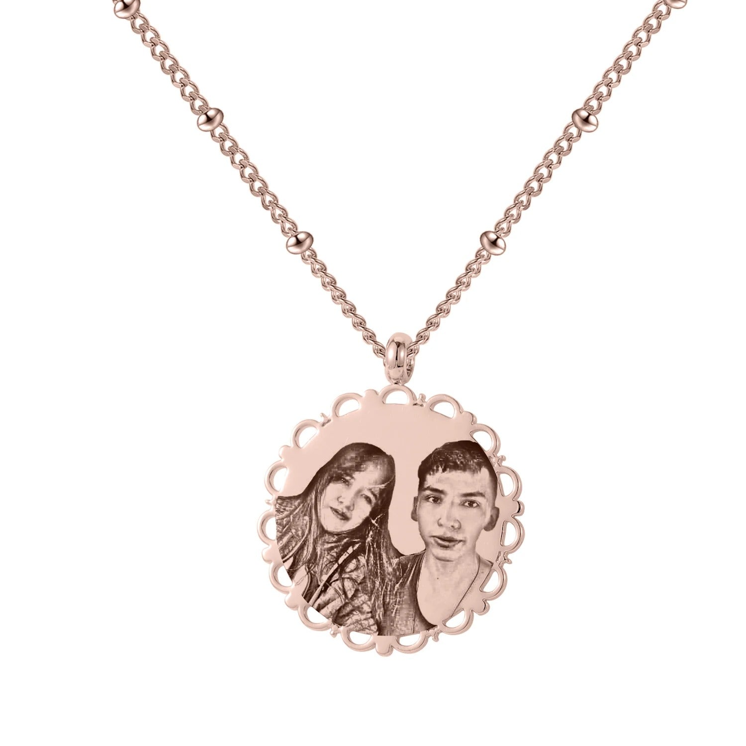 Customized Couple's Engraved Photo Pendant Necklace - Abrahamallen