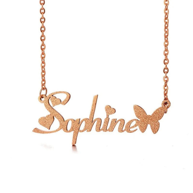 Personalized Name Butterfly Pendant Necklace - Abrahamallen