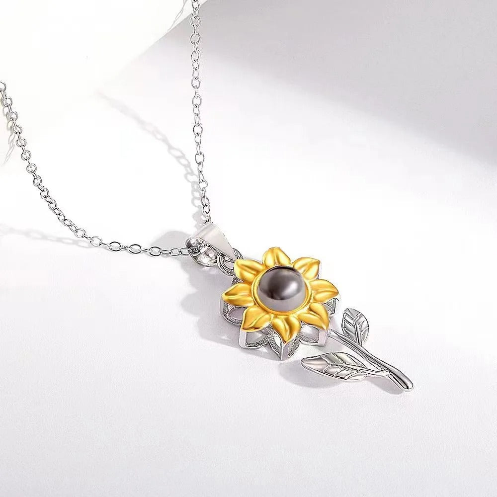 Projection Personalized Flower Photo Pendant Necklace - Abrahamallen