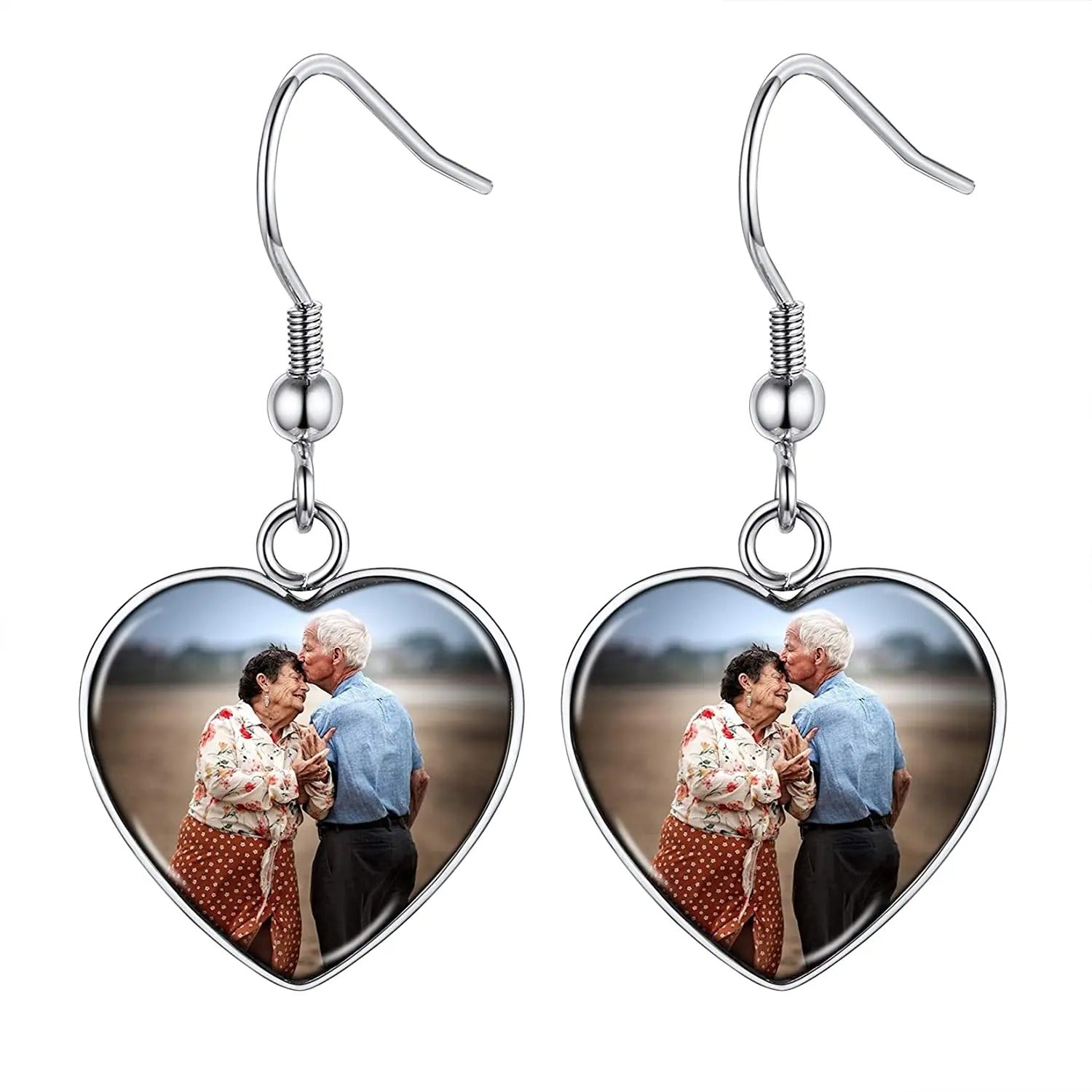 Personalized Heart Shaped Fish Hook Earrings - Abrahamallen