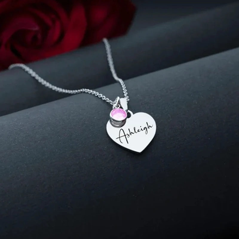 Customized Name and Birthstone Pendants Necklace - Abrahamallen