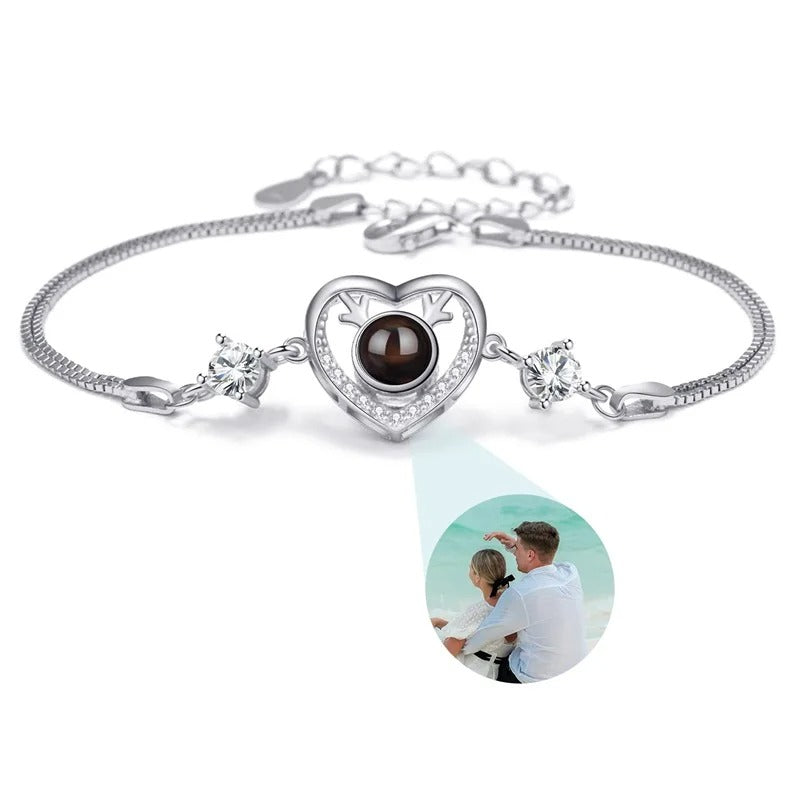 Personalized Heart Photo Projection Chain Bracelet - Abrahamallen