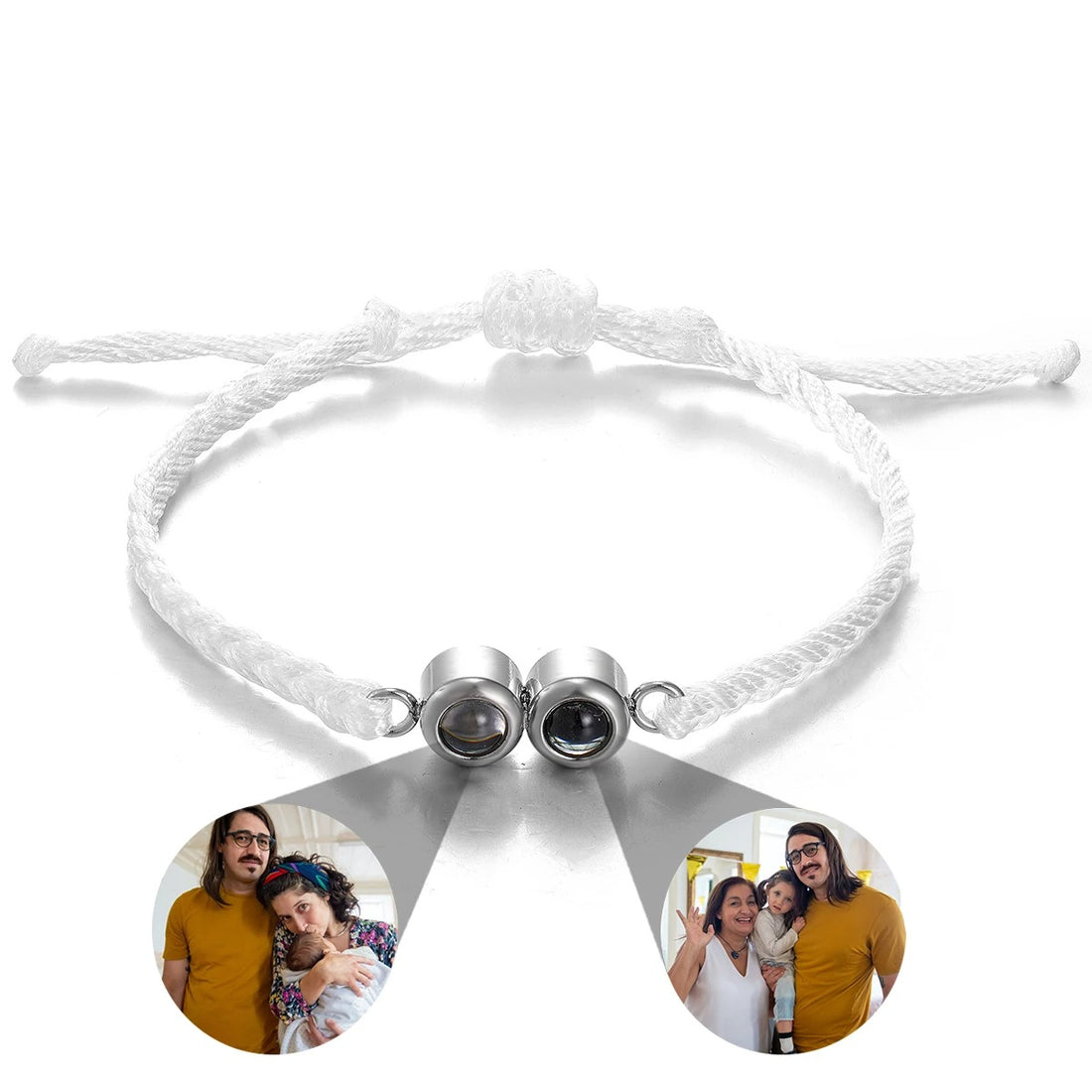 Customized Double Photo Projection Pendant Threaded Bracelet - Abrahamallen