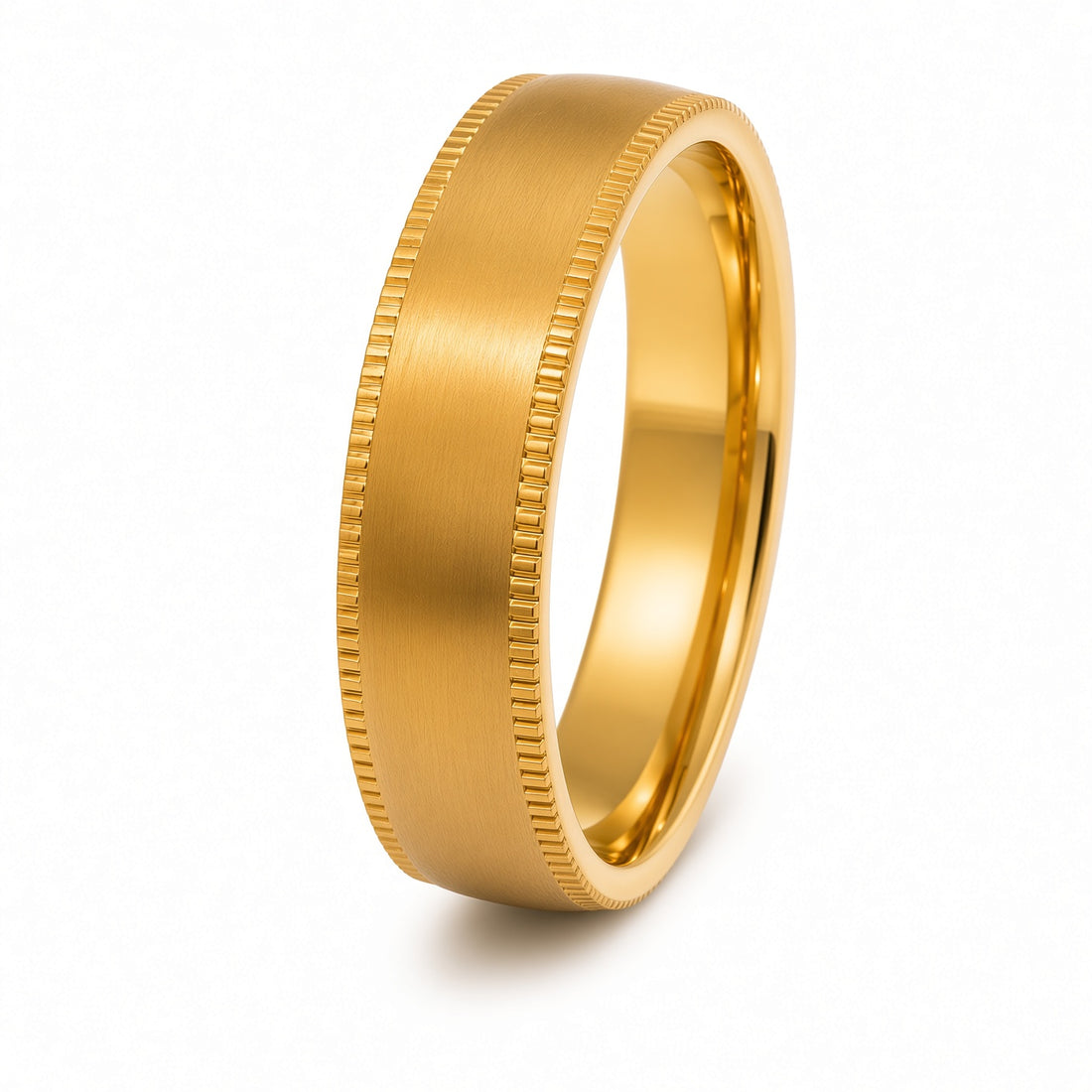 The Pembroke |  Gold Milgrain Titanium Wedding Ring